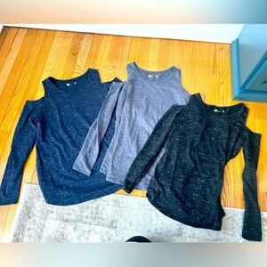 Xersion Bundle of 3 Women’s Cold Shoulder Long Sleeve Speckled Tops Size Small